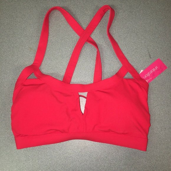 Ribbed Cut-Out Bralette Bikini Top Junior D/DD RED - Picture 5 of 5